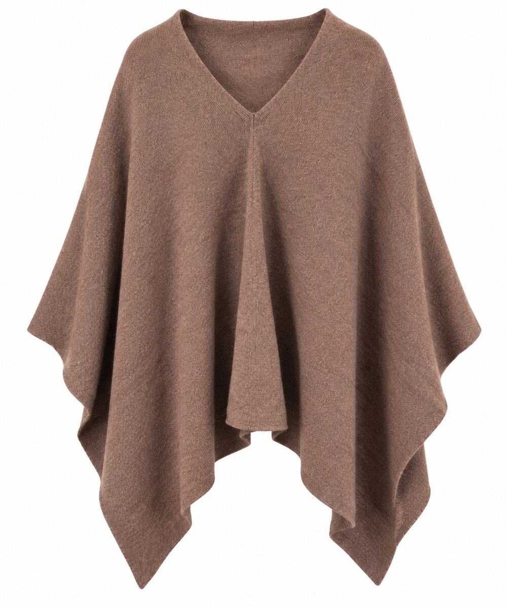 In Cashmere 100% Cashmere Brown Poncho Cape Quiet Luxury One Size NWT